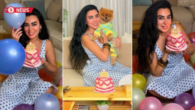 ميرهان حسين محاطة بالبالونات الملونة في جلسة تصوير عفوية وأجواء منزلية بمناسبة عيد ميلادها