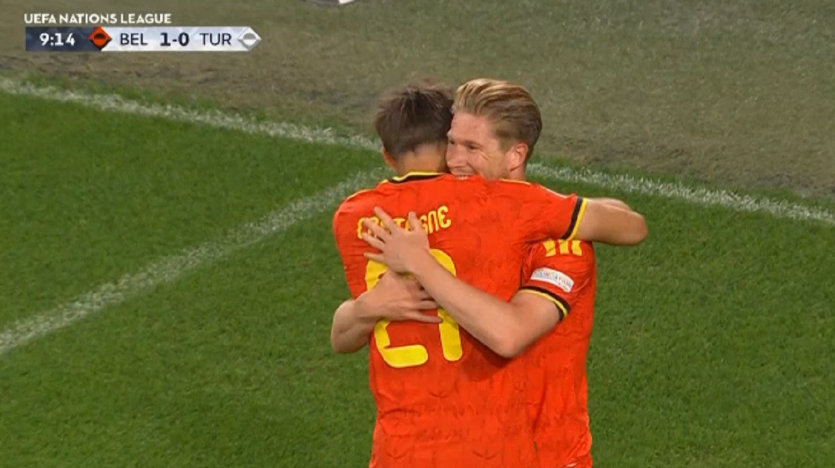 هدف دي بروين الرائع في مرمي تركيا بدوري الامم الاوروبية