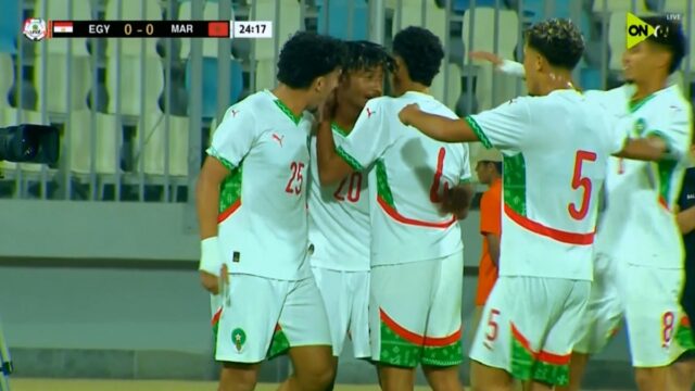 هدف المغرب الاول في مرمي مصر بتصفيات كأس أمم أفريقيا للشباب