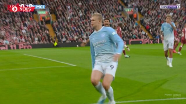 هدف هالاند في مرمي ليفربول بالدوري الانجليزي
